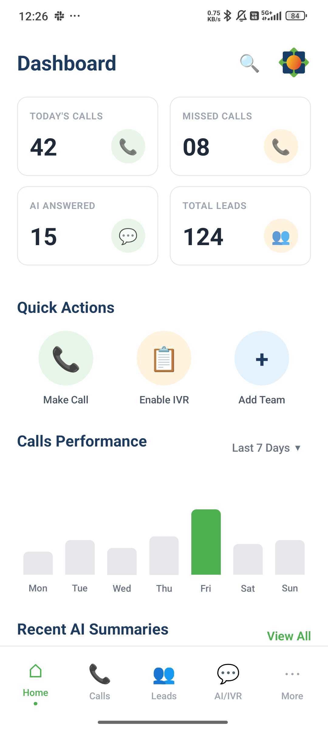 SolarOne IVR Mobile App Dashboard